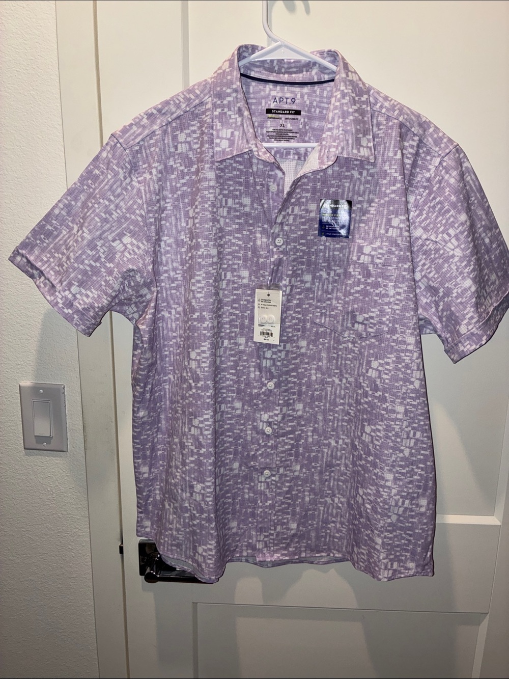 APT. 9 Men’s Performance Lavender Short-Sleeve Button-Up Shirt XL NWT